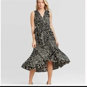 NWT WhoWhatWear Swirling Leopard Wrap Dress